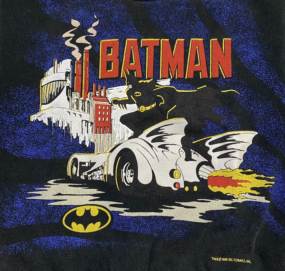 image of 1989 Dc Comics Batman Sweater Kids in Black (Size Medium)