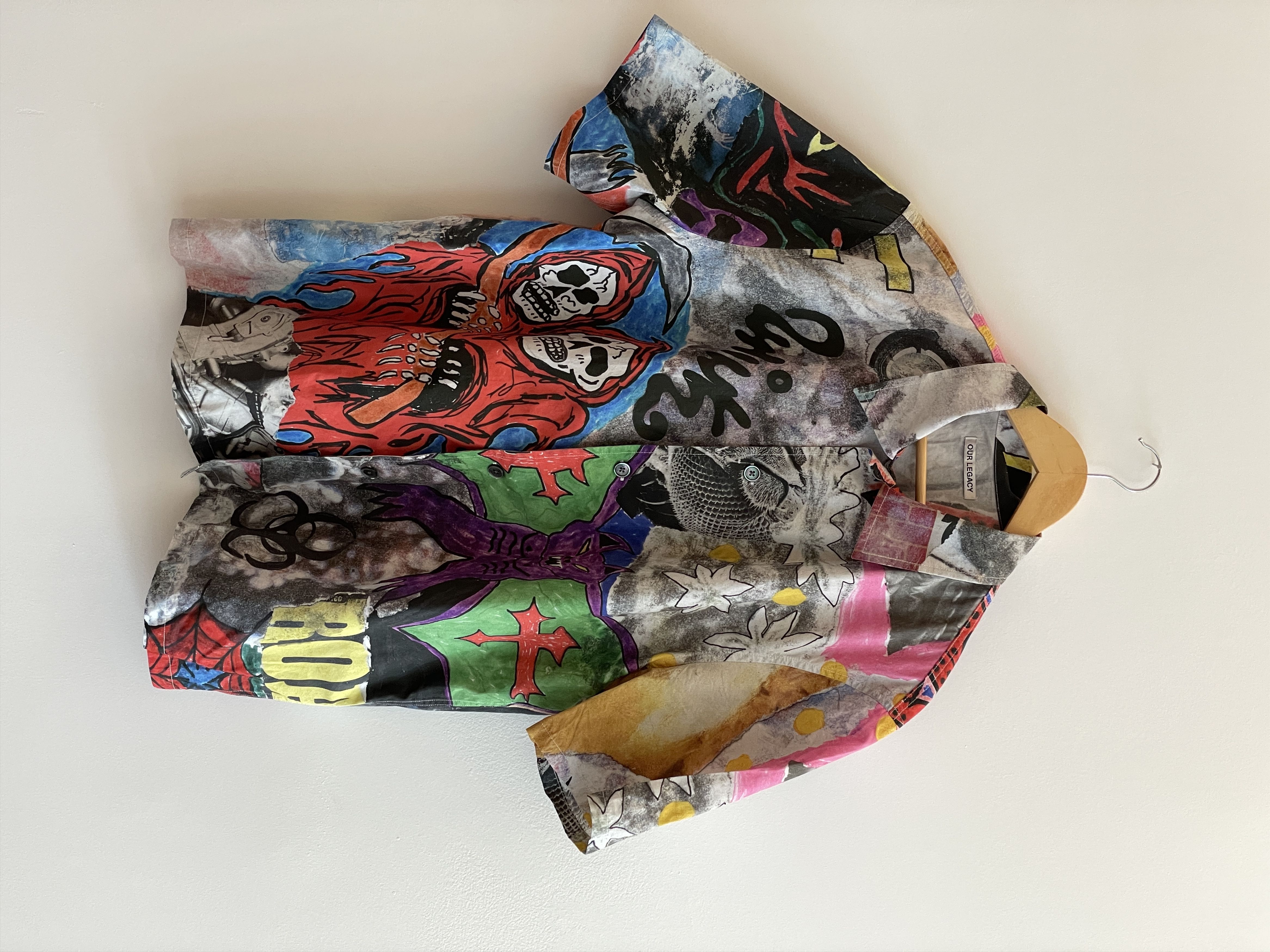 image of Grail Our Legacy Disaster Print Button Up Shirt, Men's (Size Medium)