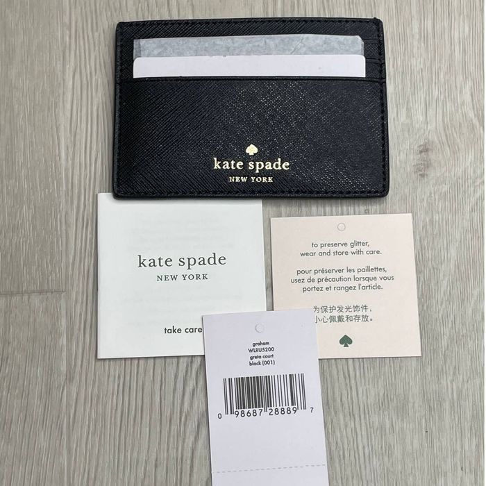 Kate Spade Kate Spade Greta Court Graham Black Glitter Card Wallet new ...