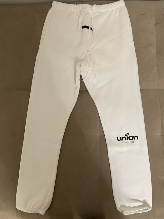 Union Fear Of God Essentials Union Sweatpants Medium White | Grailed