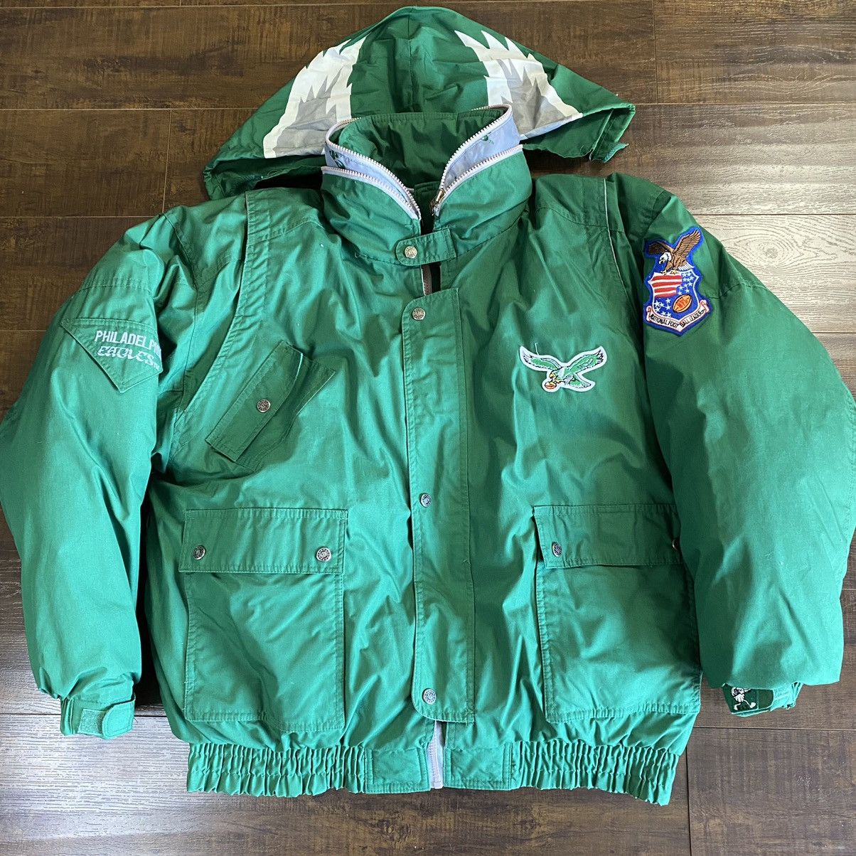 Vintage, Jackets & Coats, Rare Vintage Triple Fat Goose Philadelphia  Eagles 34 Length Tench Coat