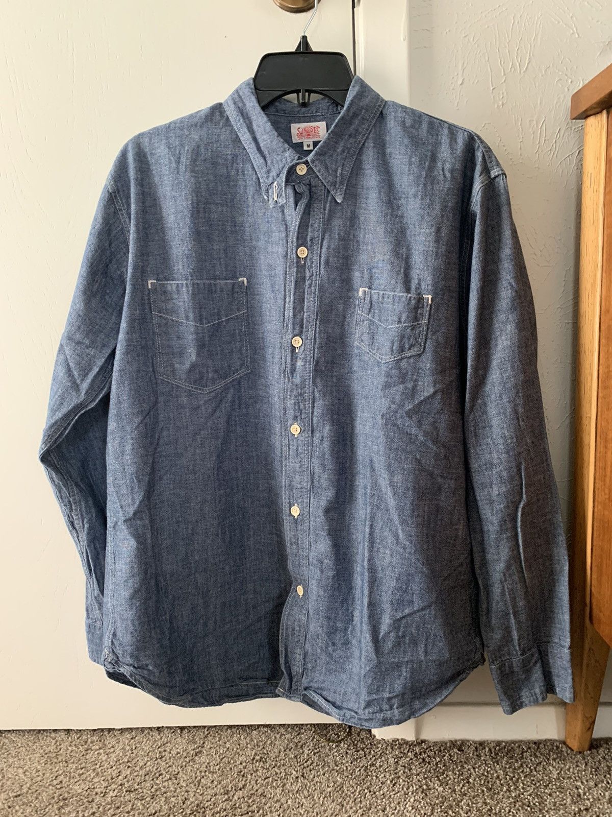 Levis Vintage Clothing LVC Blue 1920'S Two Pocket Sunset Button Shirt Small  Mens