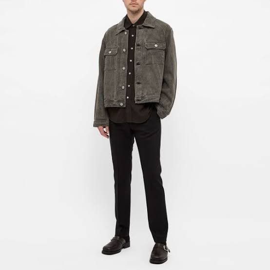 Our Legacy Coated Grey Linen Mono Denim Jacket | Grailed 