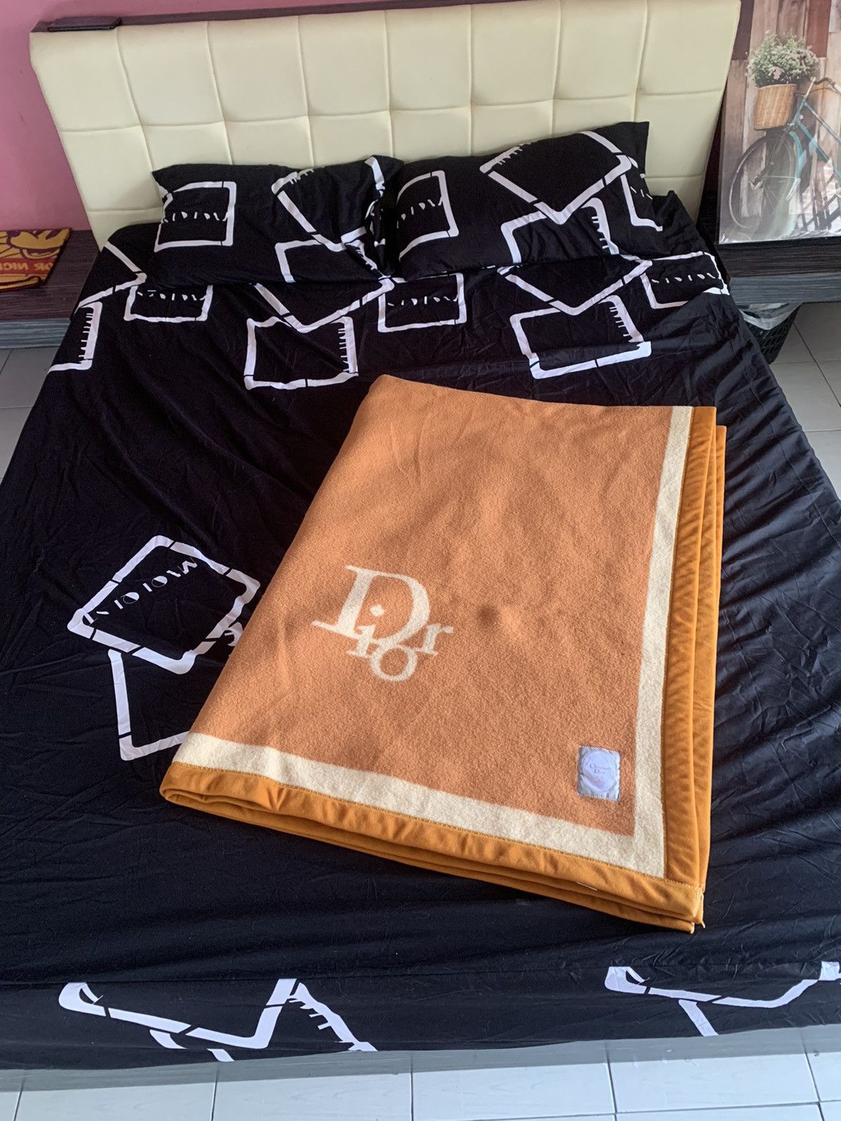 Vintage Dior wool big logo blanket designer Christian Dior