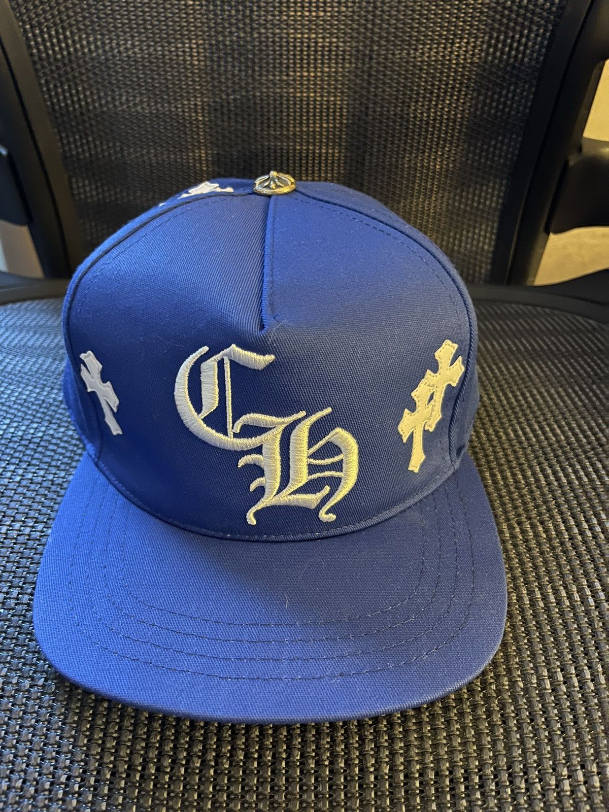 Chrome Hearts Chrome Hearts Blue Dodger Cross Baseball Cap (9 crosses ...