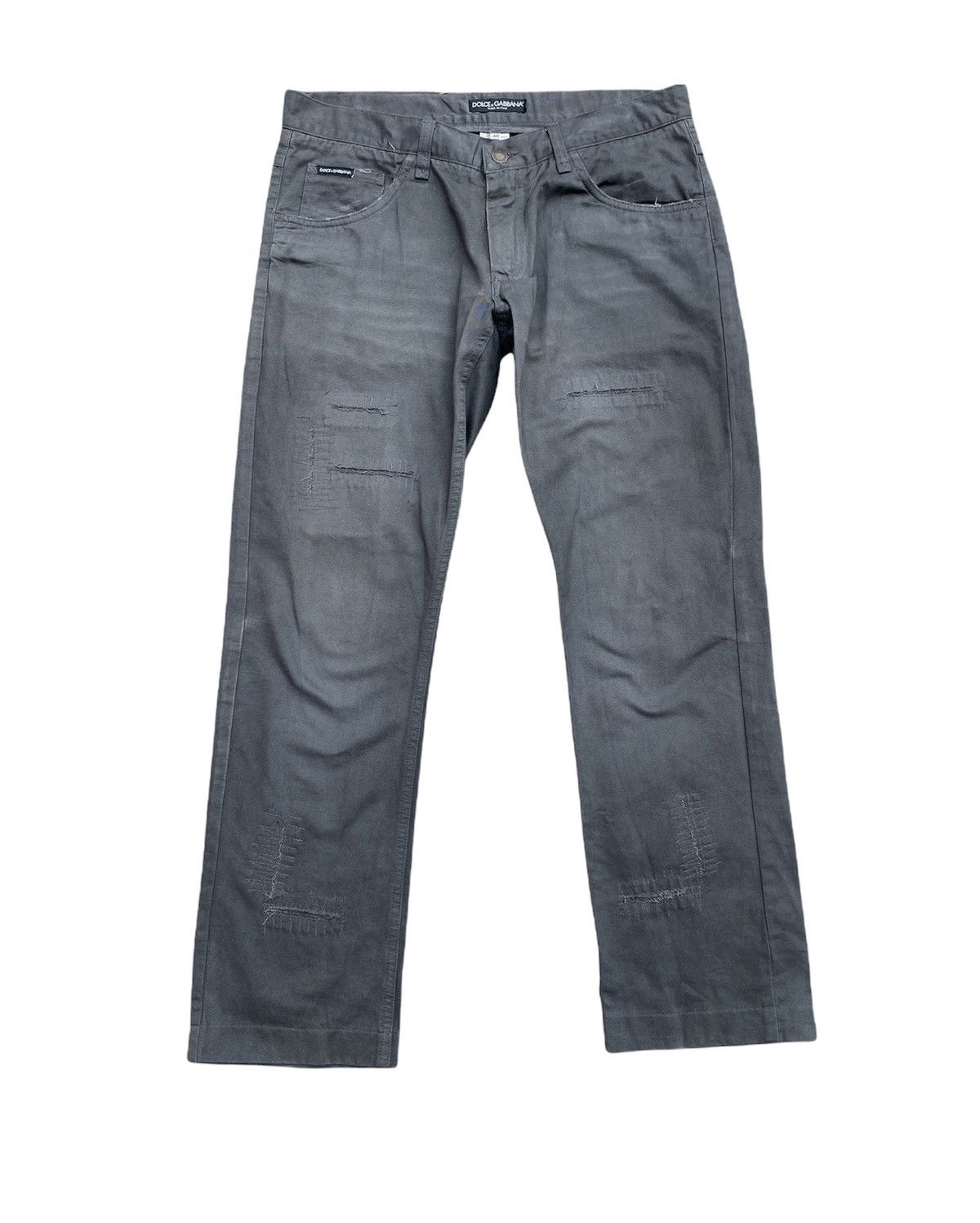 Dolce & Gabbana D&G Buckle Logo Distressed Denim Pants