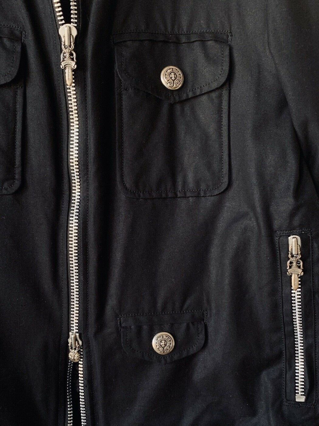 Chrome Hearts Black Waxed Cotton Padded Trucker Jacket Size US L / EU 52-54 / 3 - 4 Thumbnail