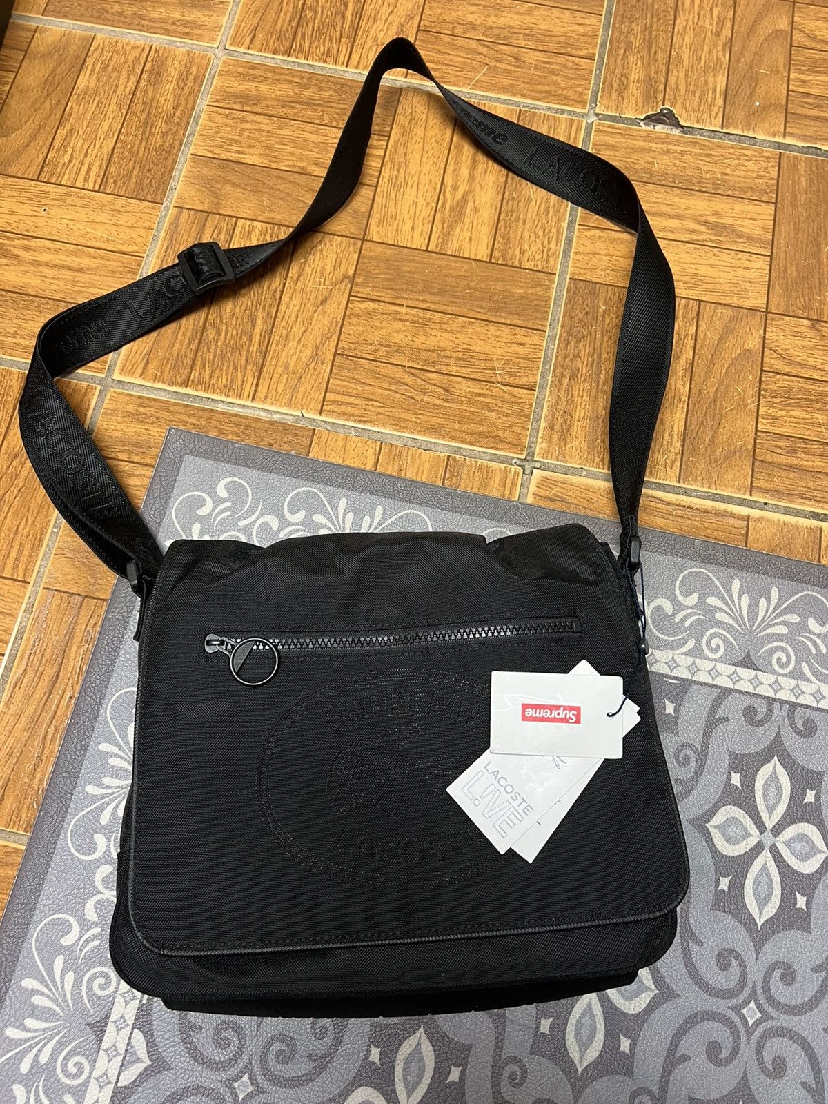 Supreme LACOSTE Small Messenger Bag Black