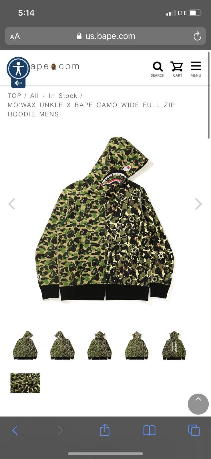 Bape UNKLE X BAPE WIDE shark full zip hoodie (NEW) size XL