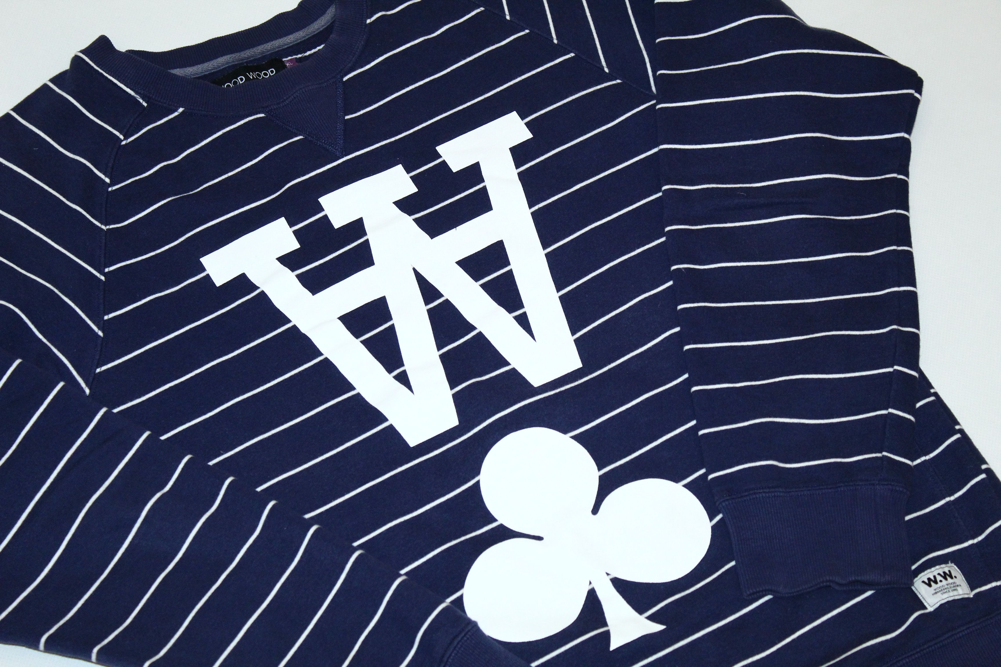 Wood Wood Y2k Deadstock. Wood Wood Big Logo Striped Sweats Size US XL / EU 56 / 4 - 6 Thumbnail