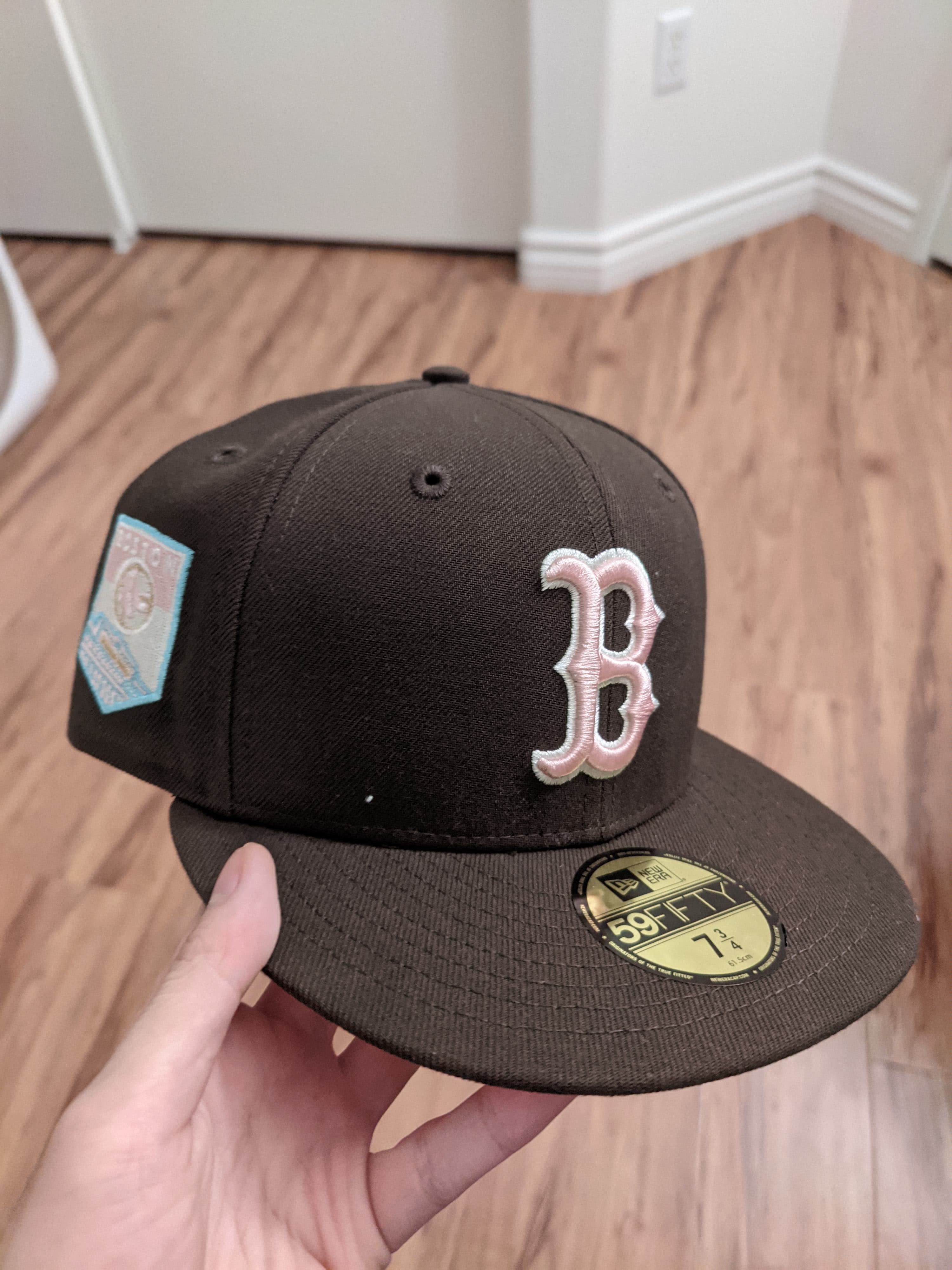 New Era Hat Club Boston Red Sox Spumoni Brown Pink Fitted Hat Size 7 3/4