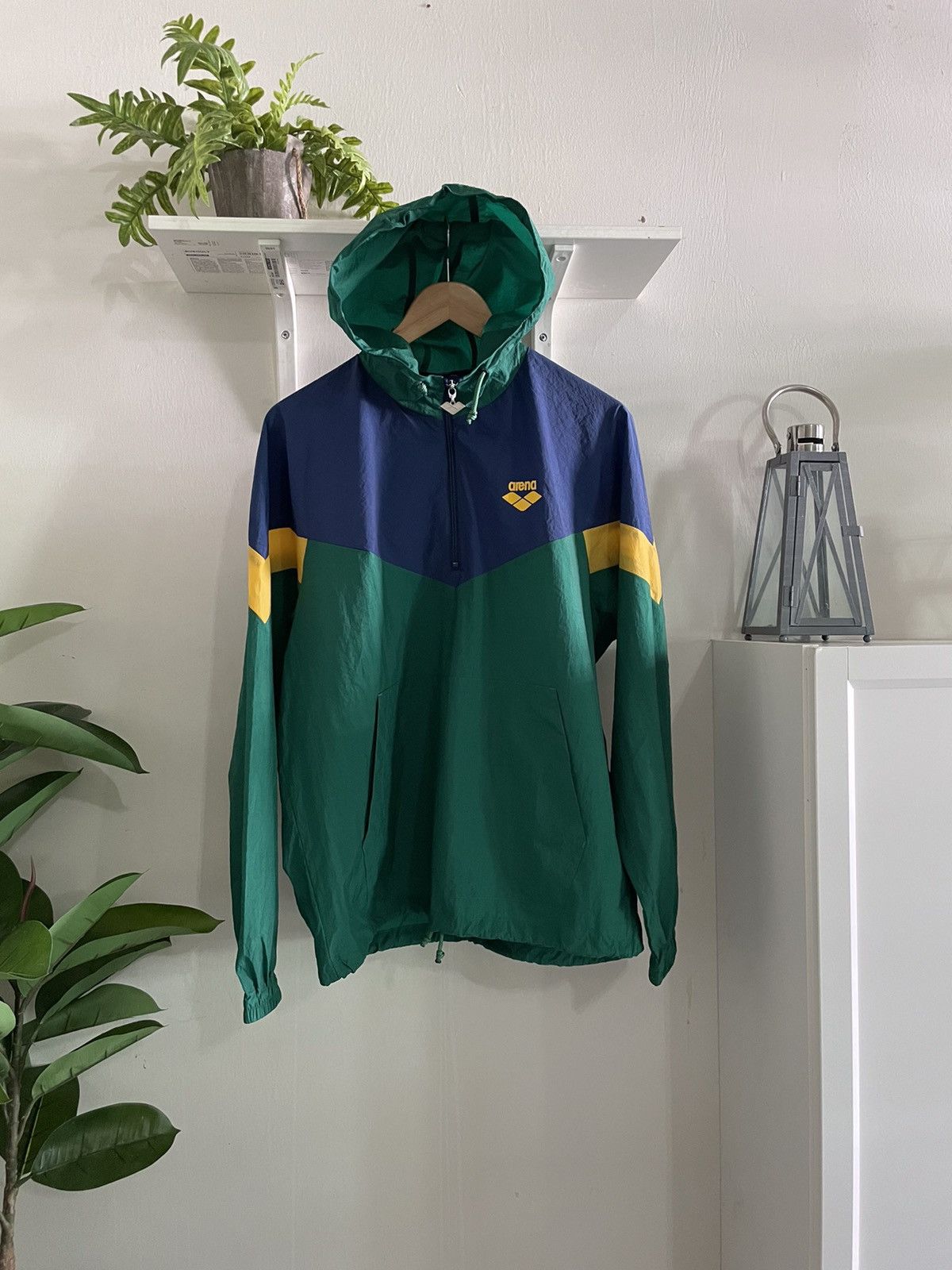 Blue Green & Yellow Color Block Lightweight Jacket