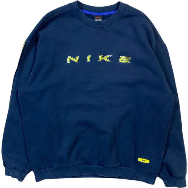 Navy nike spellout discount sweatshirt