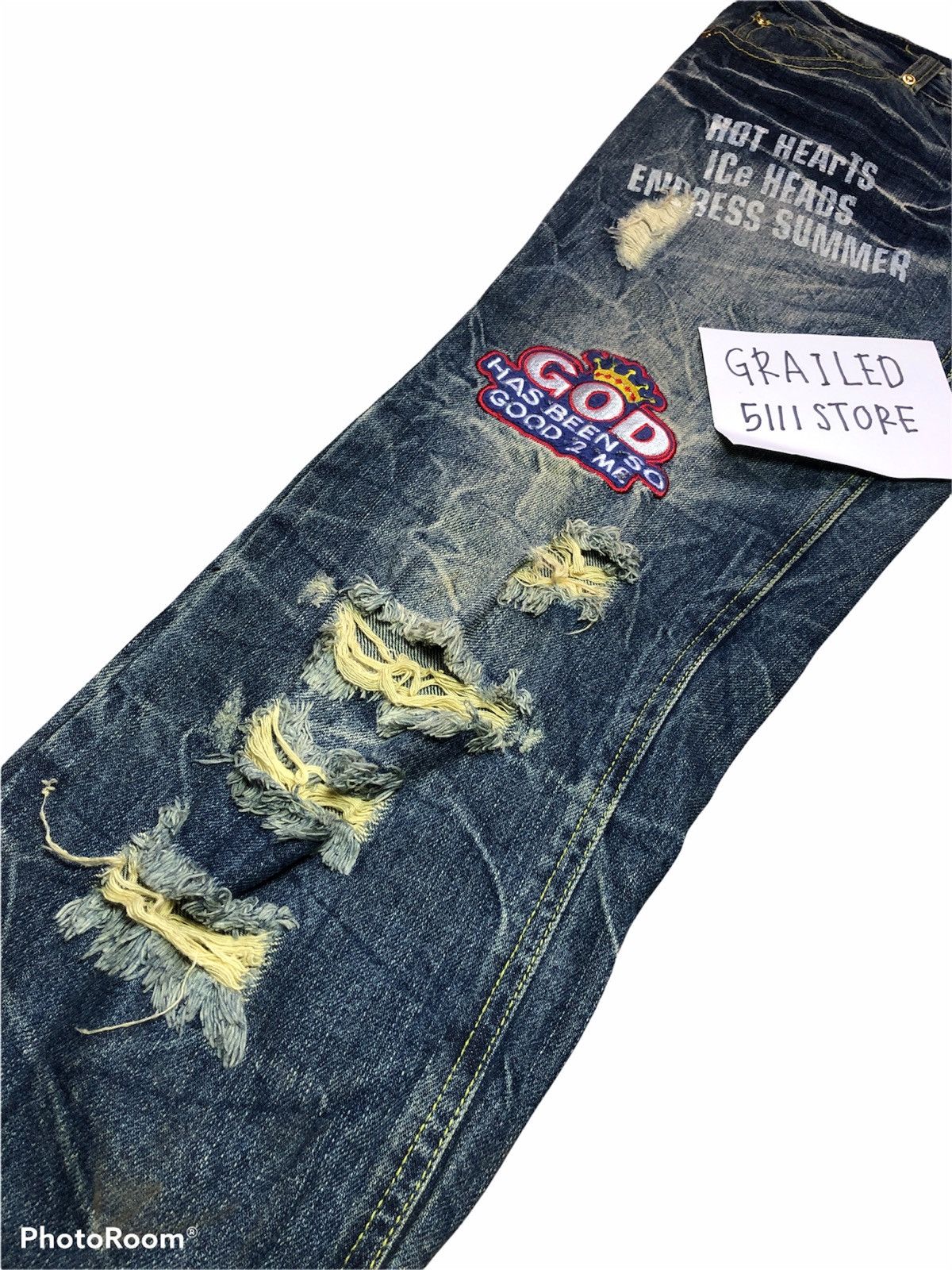Japanese Brand LOWBOX distressed denim pant Size US 33 - 8 Thumbnail