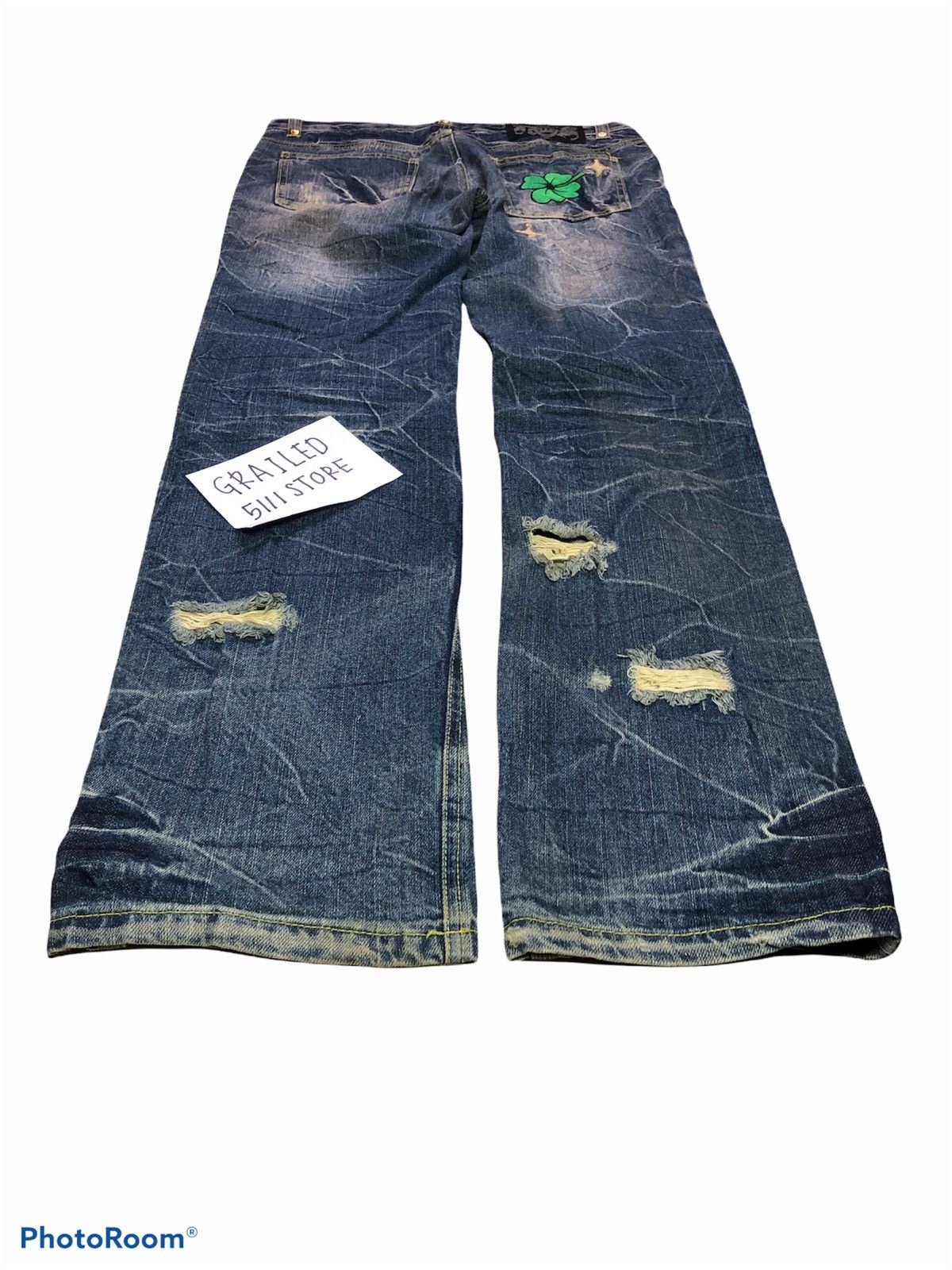 Japanese Brand LOWBOX distressed denim pant Size US 33 - 4 Thumbnail