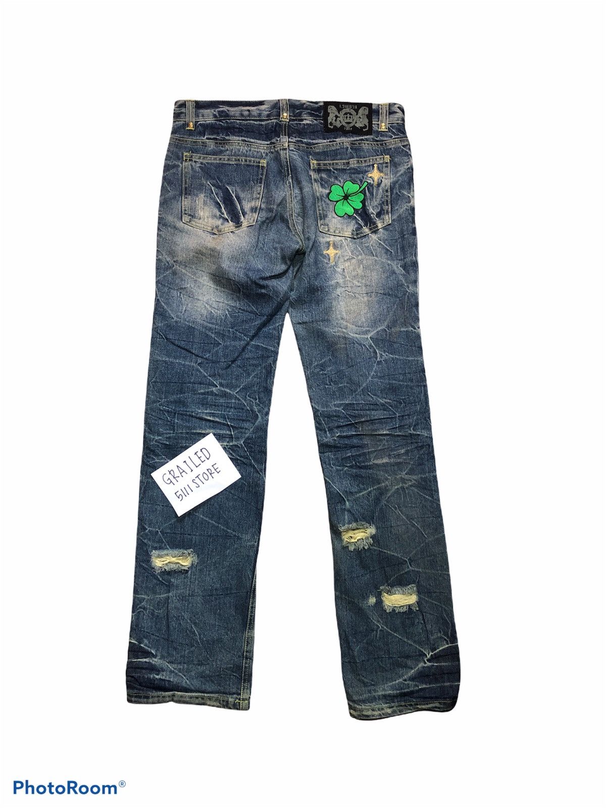Japanese Brand LOWBOX distressed denim pant Size US 33 - 2 Thumbnail