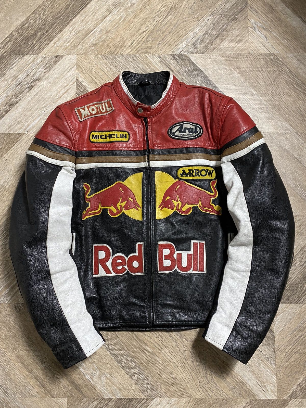 Racing × Red Bull × Vintage Red Bull vintage leather motorcycle racing ...