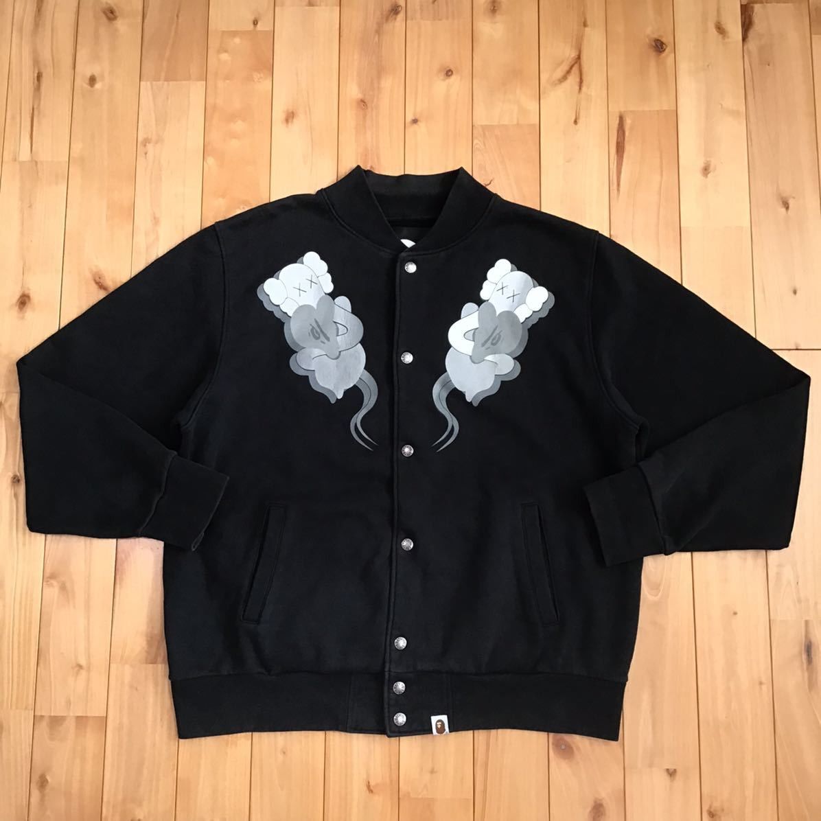 Bape BAPE × kaws bapesta bendy sweat varsity jacket bomber | Grailed