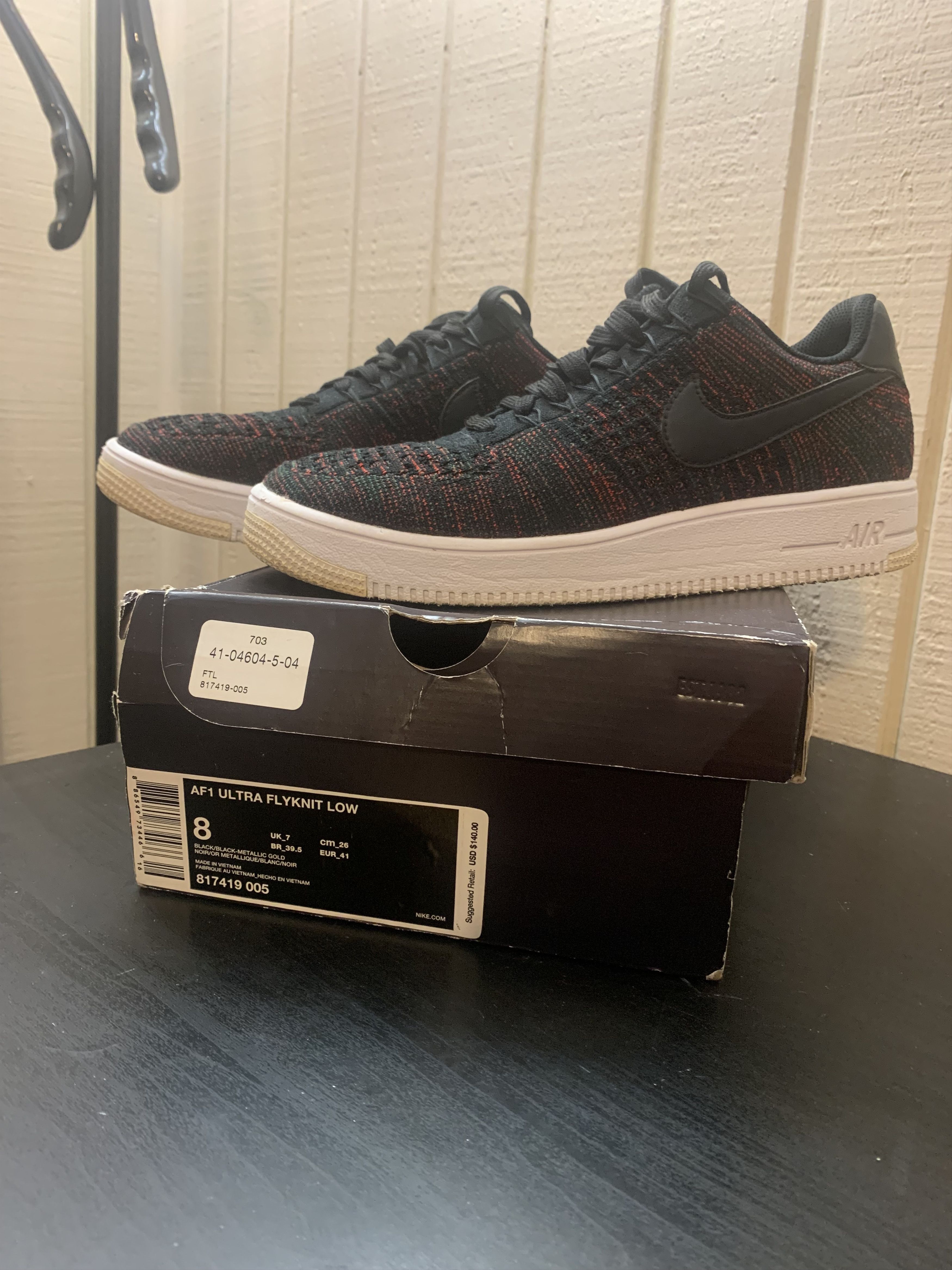 Nike Air Force 1 Low Flyknit Black Burgundy 8