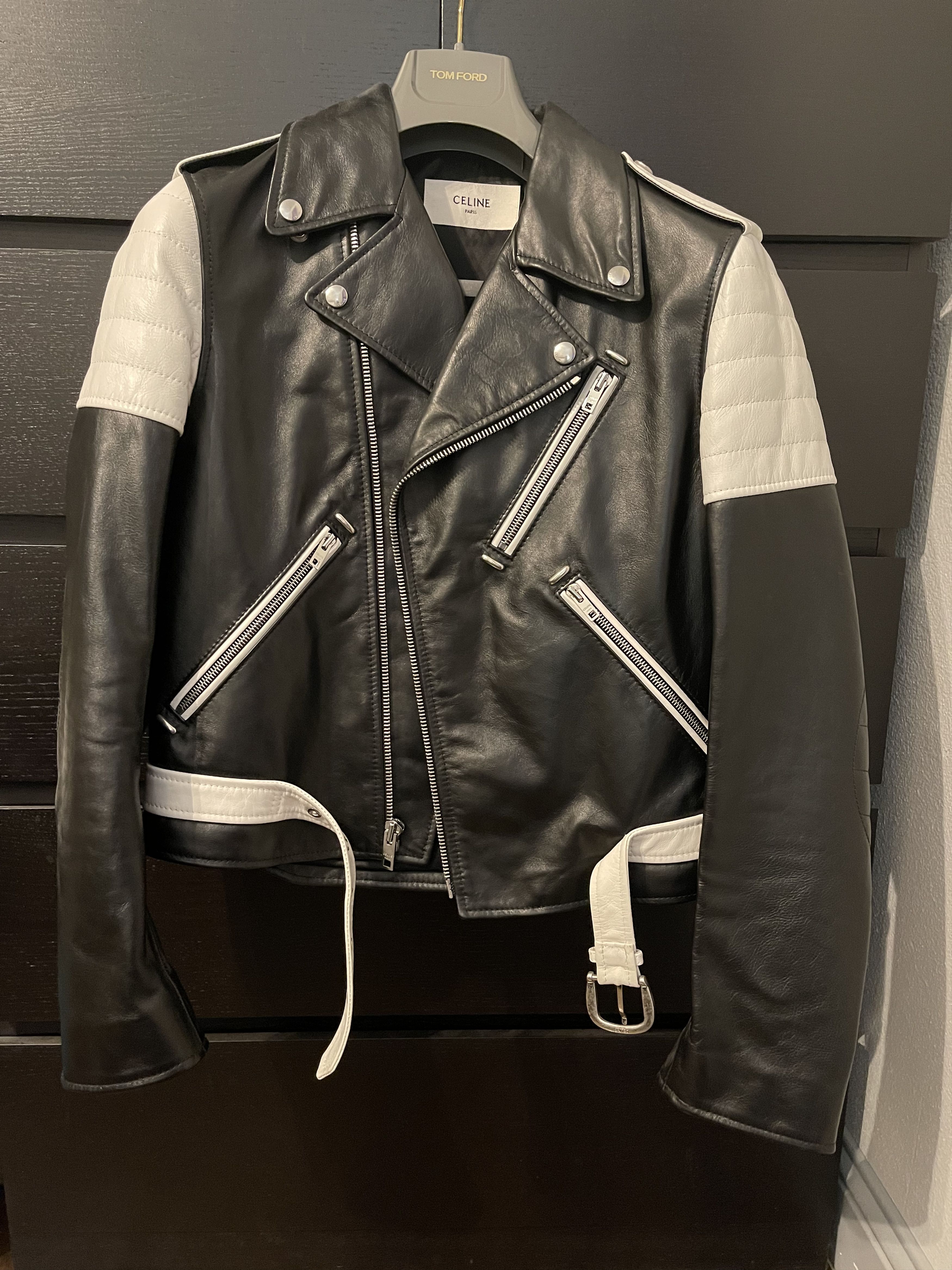 Celine Celine SS19 two tone biker leather jacket Size US S / EU 44-46 / 1 - 2 Thumbnail