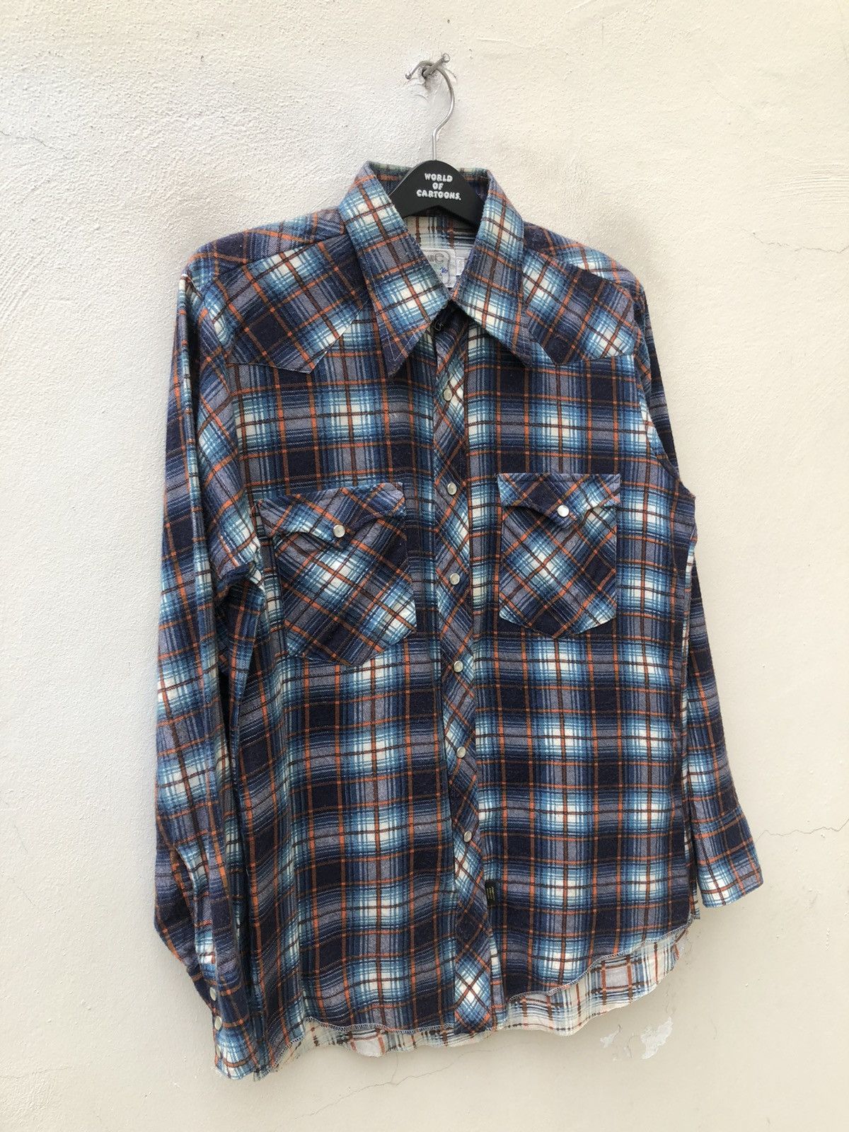 Vintage VTG 70s 80s H BAR C Ranchwear Long Tail Plaid Flannel Shirt Size US L / EU 52-54 / 3 - 7 Thumbnail
