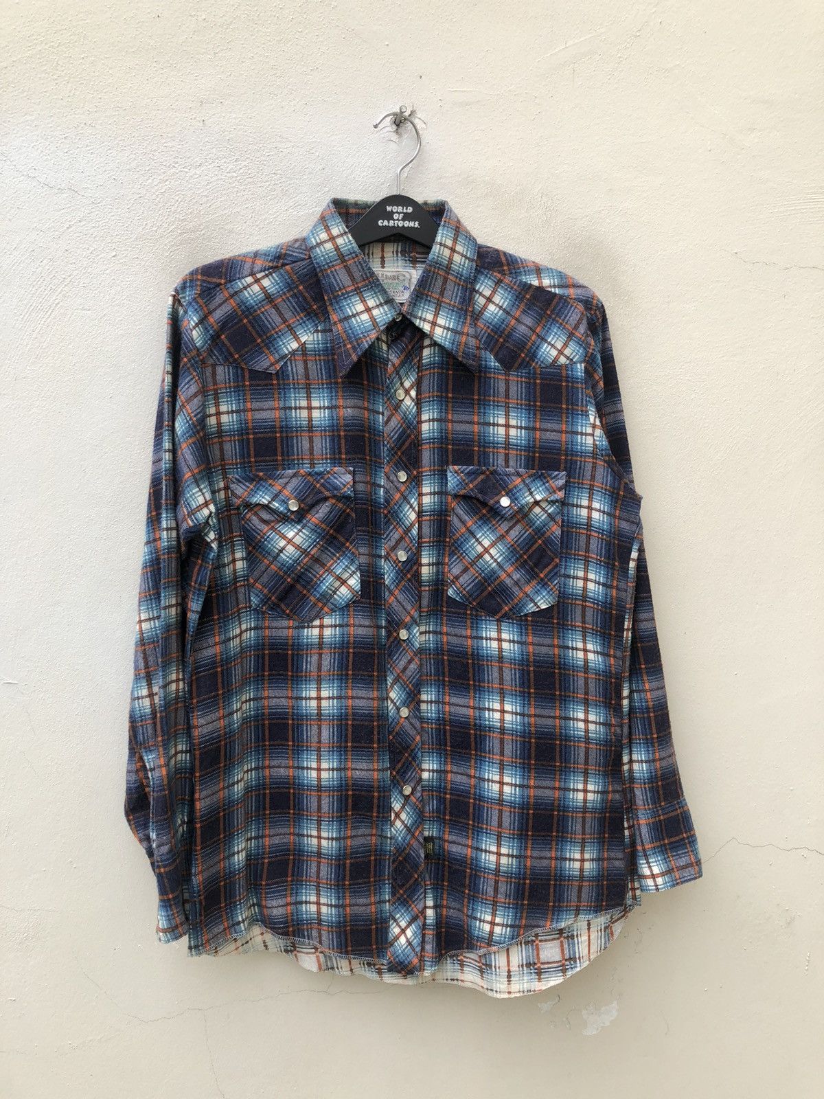 Vintage VTG 70s 80s H BAR C Ranchwear Long Tail Plaid Flannel Shirt Size US L / EU 52-54 / 3 - 3 Thumbnail