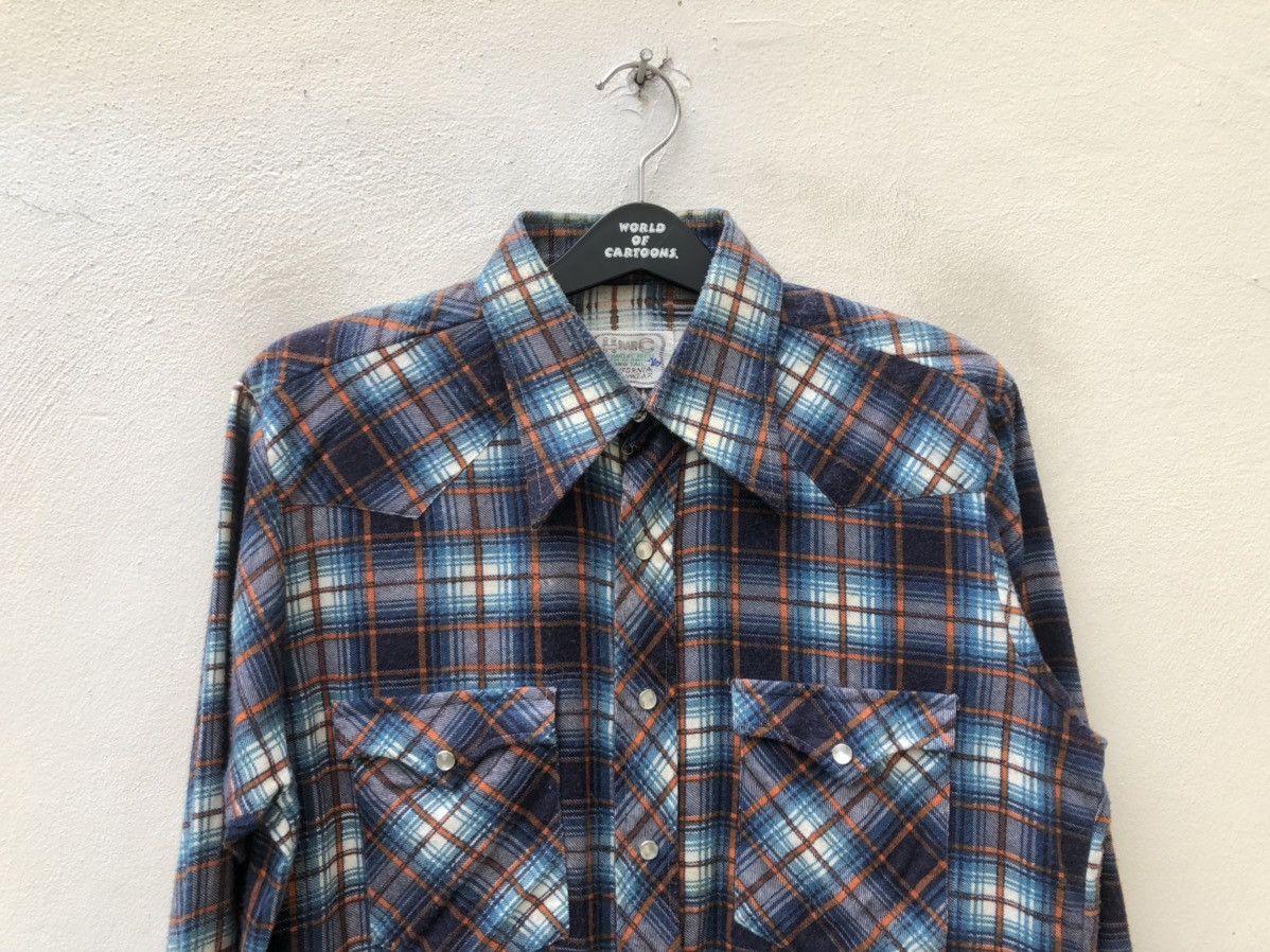 Vintage VTG 70s 80s H BAR C Ranchwear Long Tail Plaid Flannel Shirt Size US L / EU 52-54 / 3 - 4 Thumbnail
