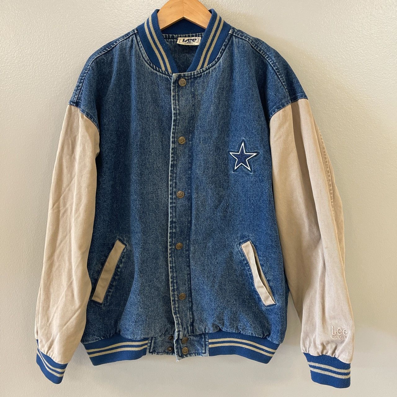 Veste Lee Denim Trucker 2XL Vintage - Dallas Cowboys Années 90, Stonewash