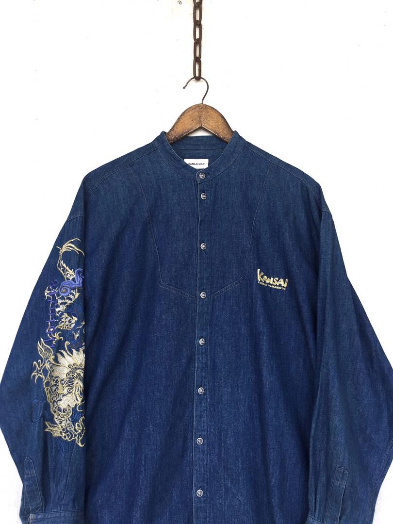 Yohji Yamamoto 💥Vintage Kansai Yamamoto Company Dragon Denim Shirt Size US L / EU 52-54 / 3 - 2 Thumbnail
