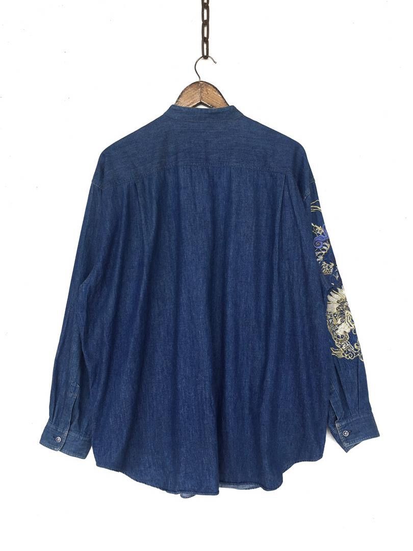 Yohji Yamamoto 💥Vintage Kansai Yamamoto Company Dragon Denim Shirt Size US L / EU 52-54 / 3 - 3 Thumbnail