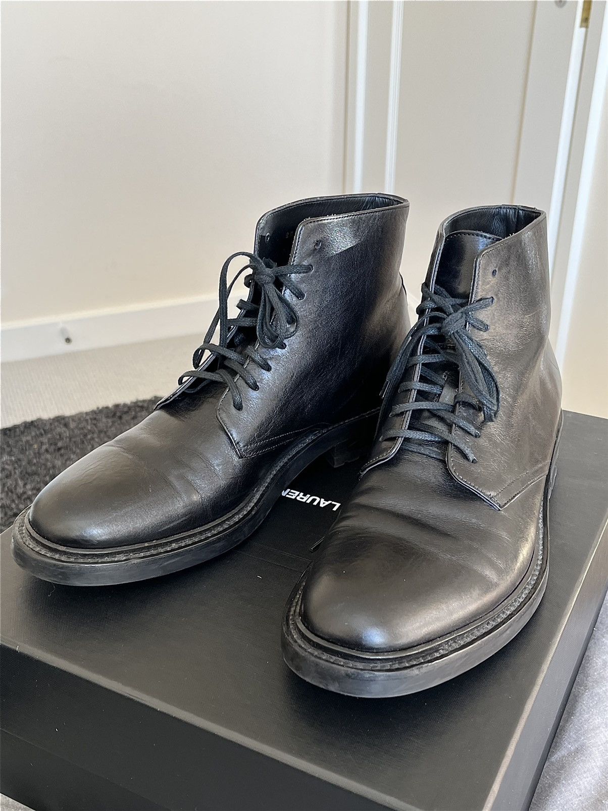 Saint Laurent Paris Kangaroo Combat army boots | Grailed