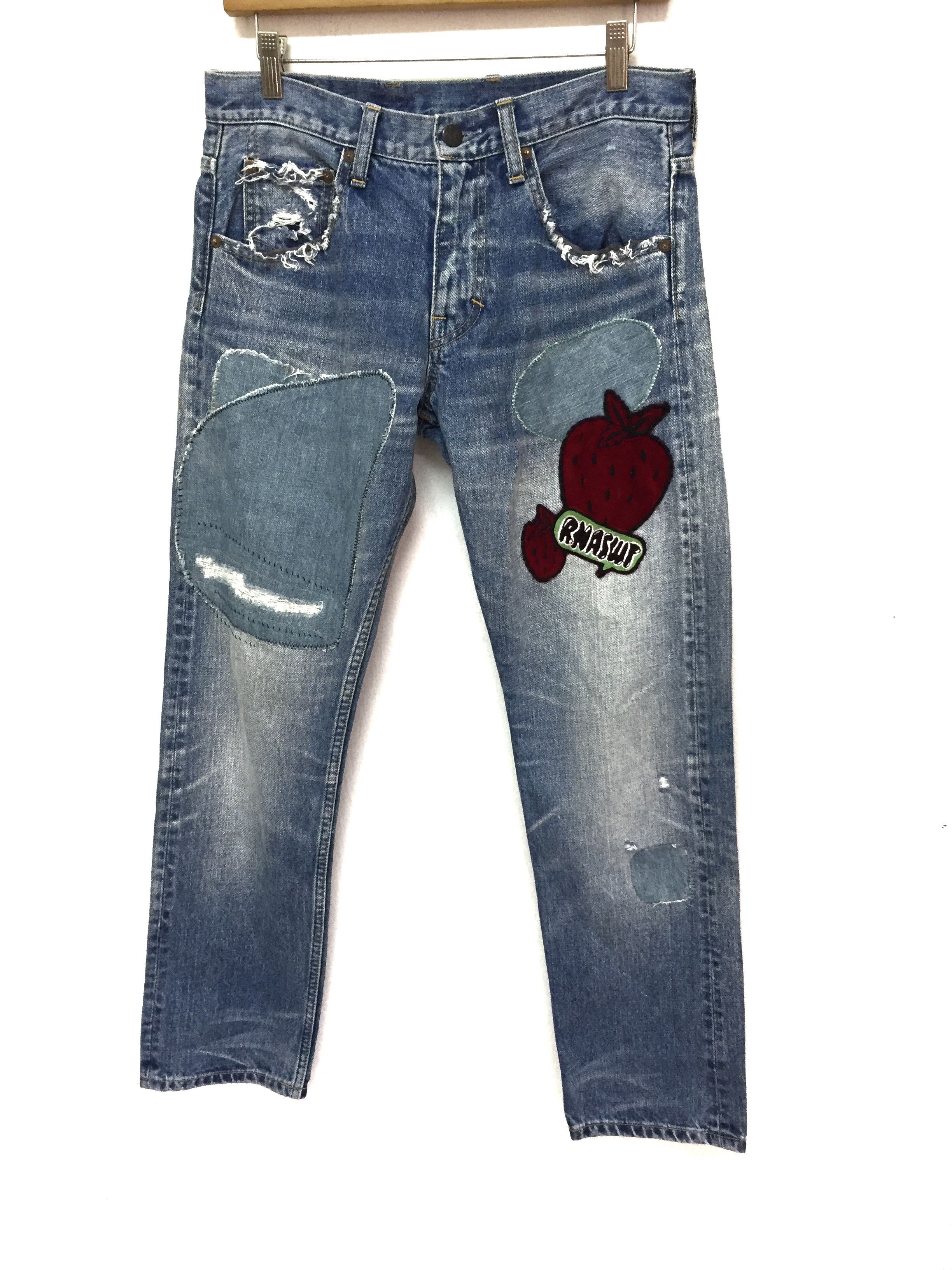 20471120 RNA Pre DNA Patchwork distressed strawberry Punk denim Size US 30 / EU 46 - 1 Thumbnail
