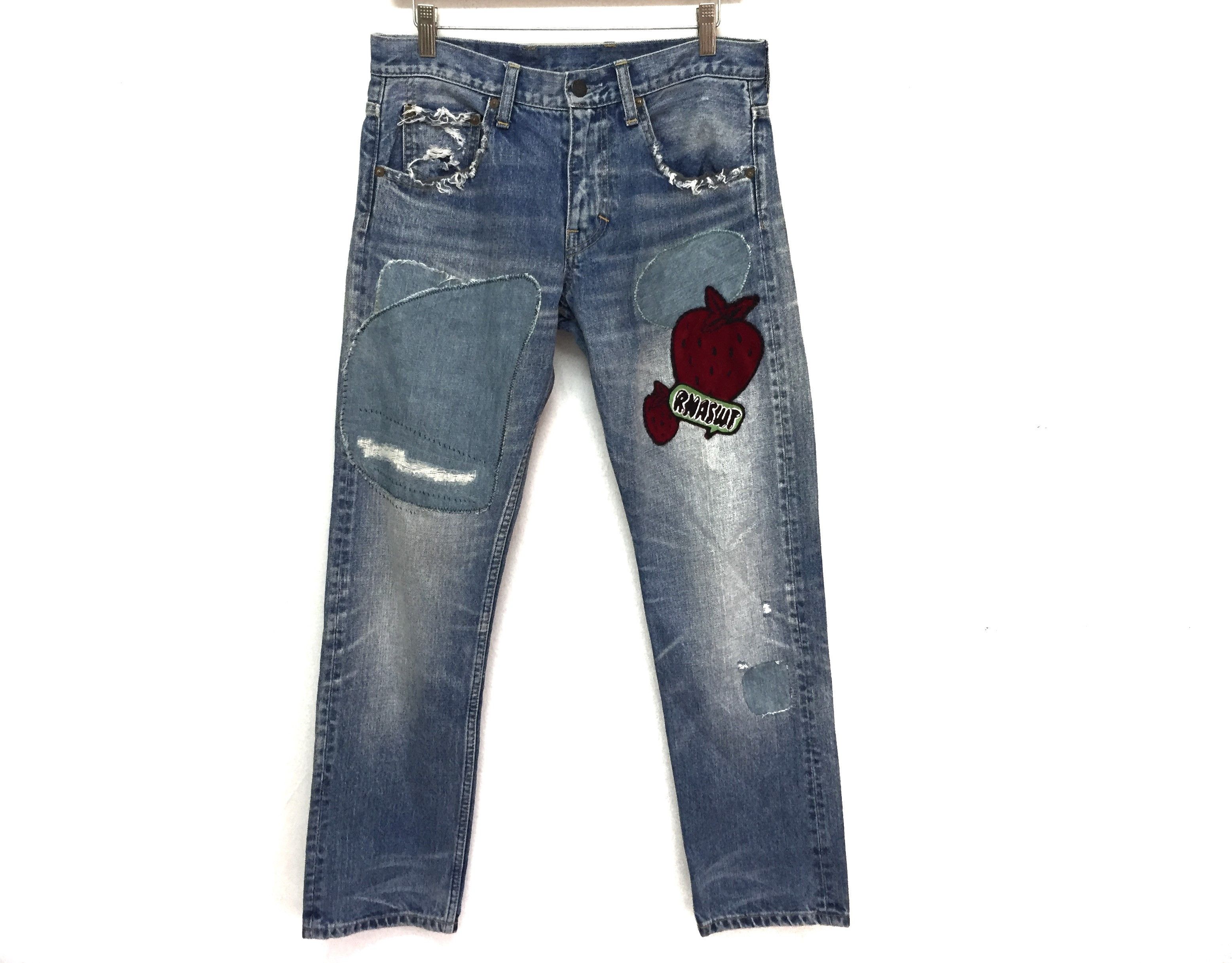 20471120 RNA Pre DNA Patchwork distressed strawberry Punk denim Size US 30 / EU 46 - 2 Thumbnail