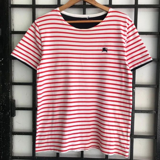 Burberry 💣 OFFER Vtg BURBERRY BLACK LABEL Striped Design T-Shirt Size US M / EU 48-50 / 2 - 1 Thumbnail