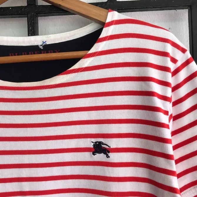 Burberry 💣 OFFER Vtg BURBERRY BLACK LABEL Striped Design T-Shirt Size US M / EU 48-50 / 2 - 2 Thumbnail