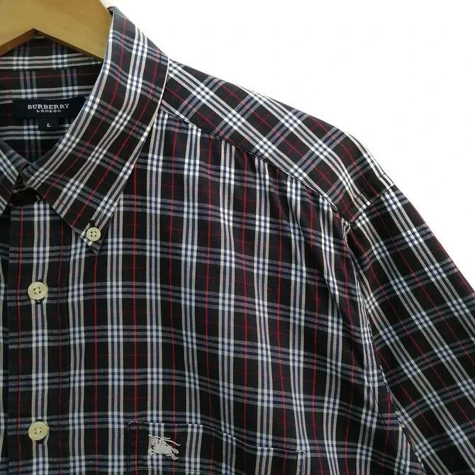 Burberry 💣 OFFER Vtg BURBERRY LONDON Nova Check Button Up Shirt Size US L / EU 52-54 / 3 - 2 Thumbnail