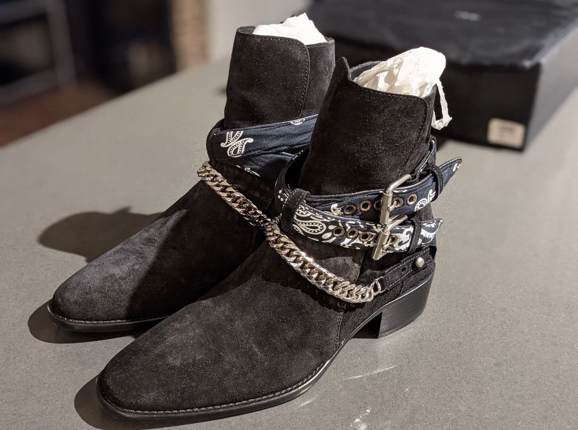Amiri *Quick Sale* AMIRI Bandana Buckle Boots Blk Suede | Grailed