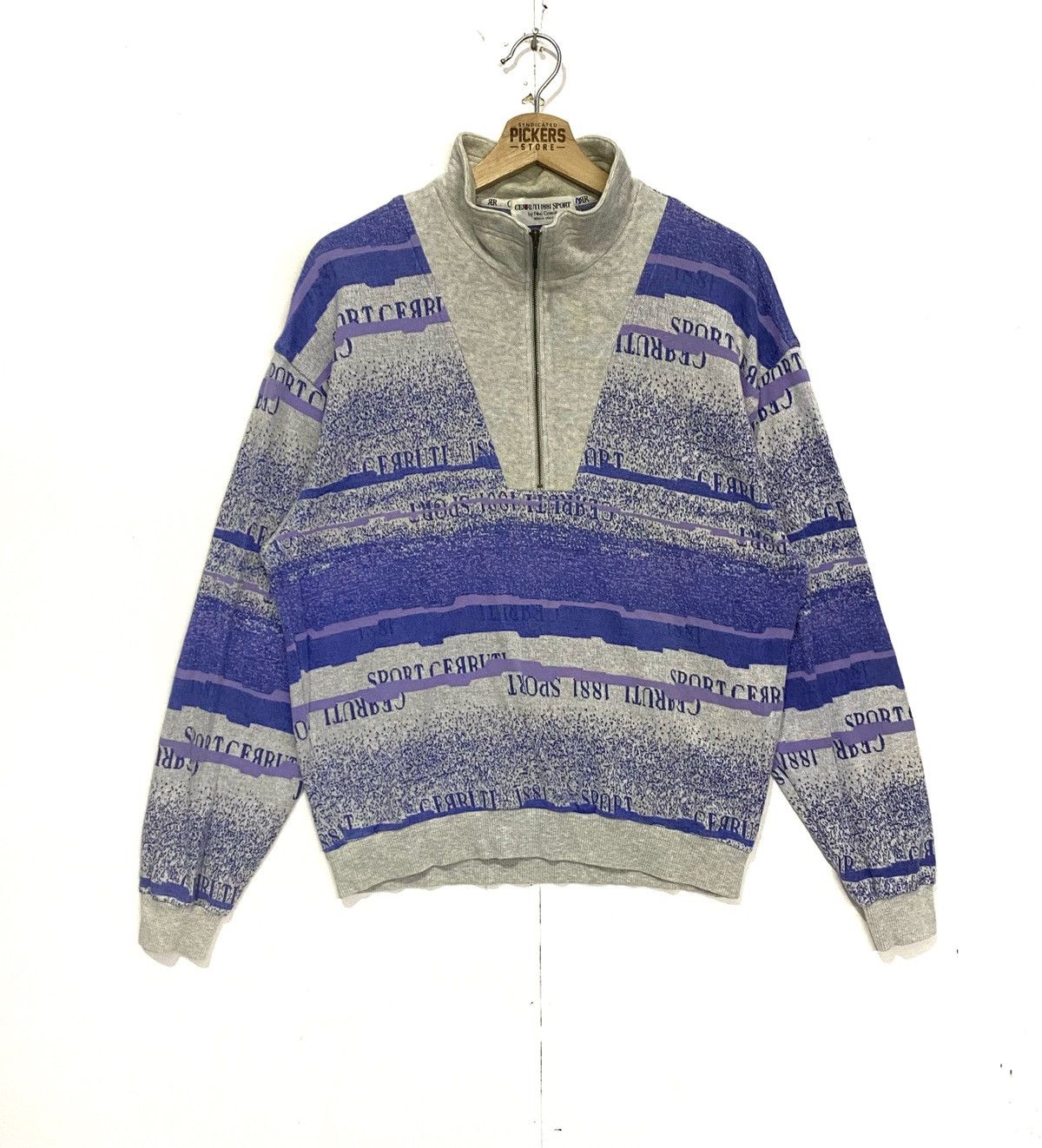 Cerruti 1881 × Vintage Vintage Cerutti 1881 Sweatshirt Halfzipper Fullprint Medium Size US M / EU 48-50 / 2 - 1 Thumbnail