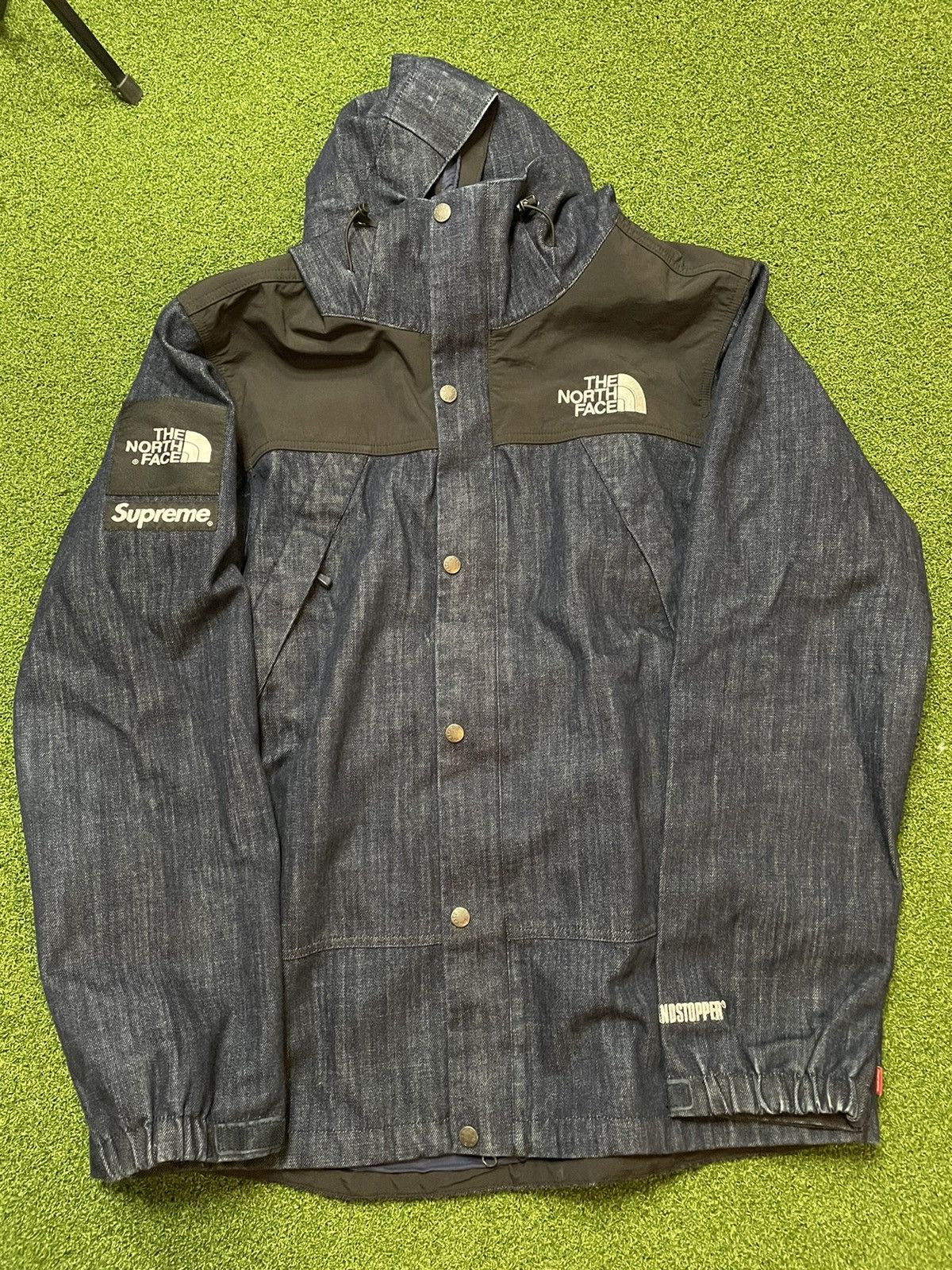 image of Supreme Tnf Denim Dot Shot Jacket, Men's (Size XL)