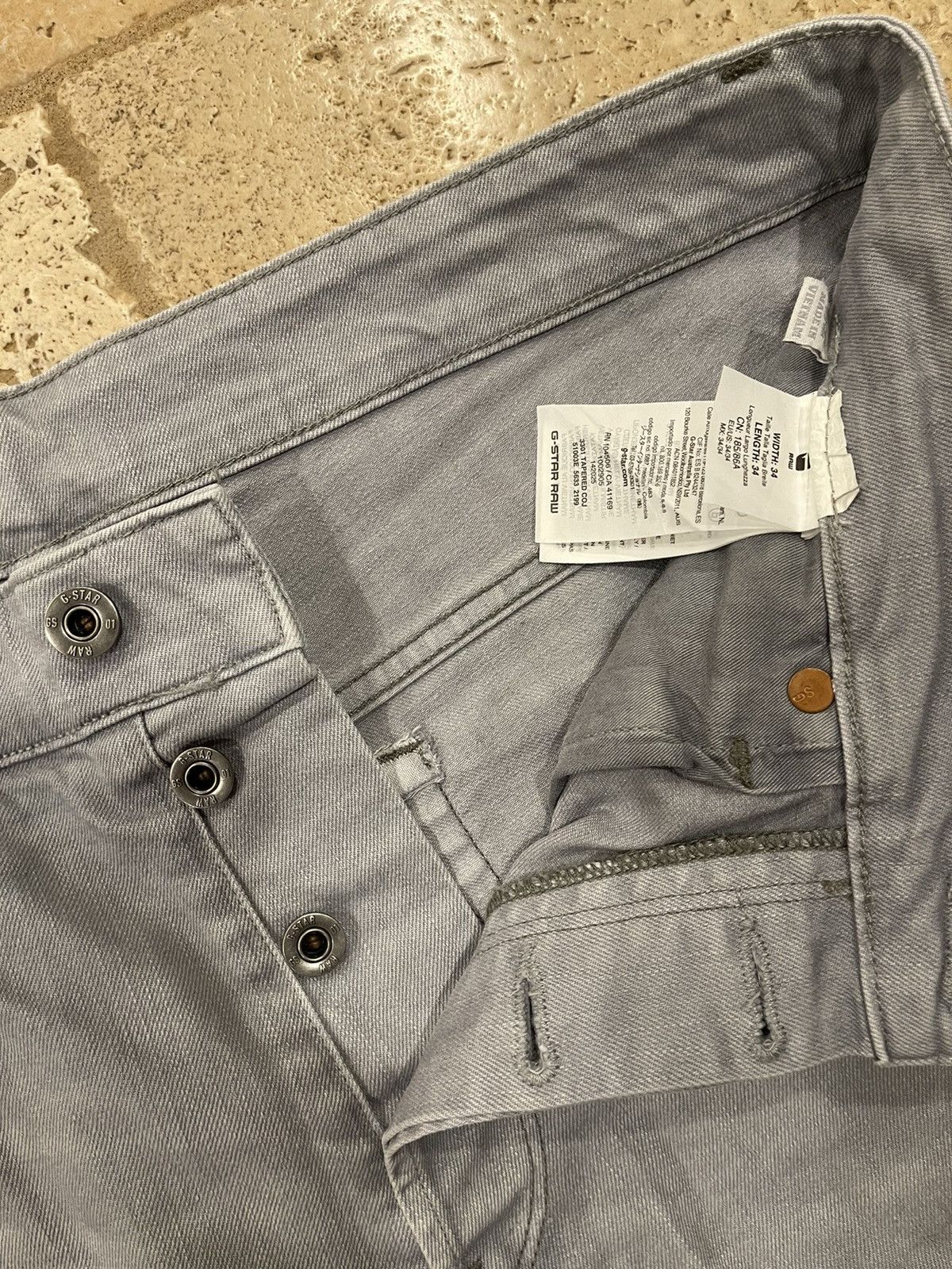 G-Star G-Star Raw 3301 Tapered Grey Denim Jeans Pants Size US 34 / EU 50 - 7 Thumbnail