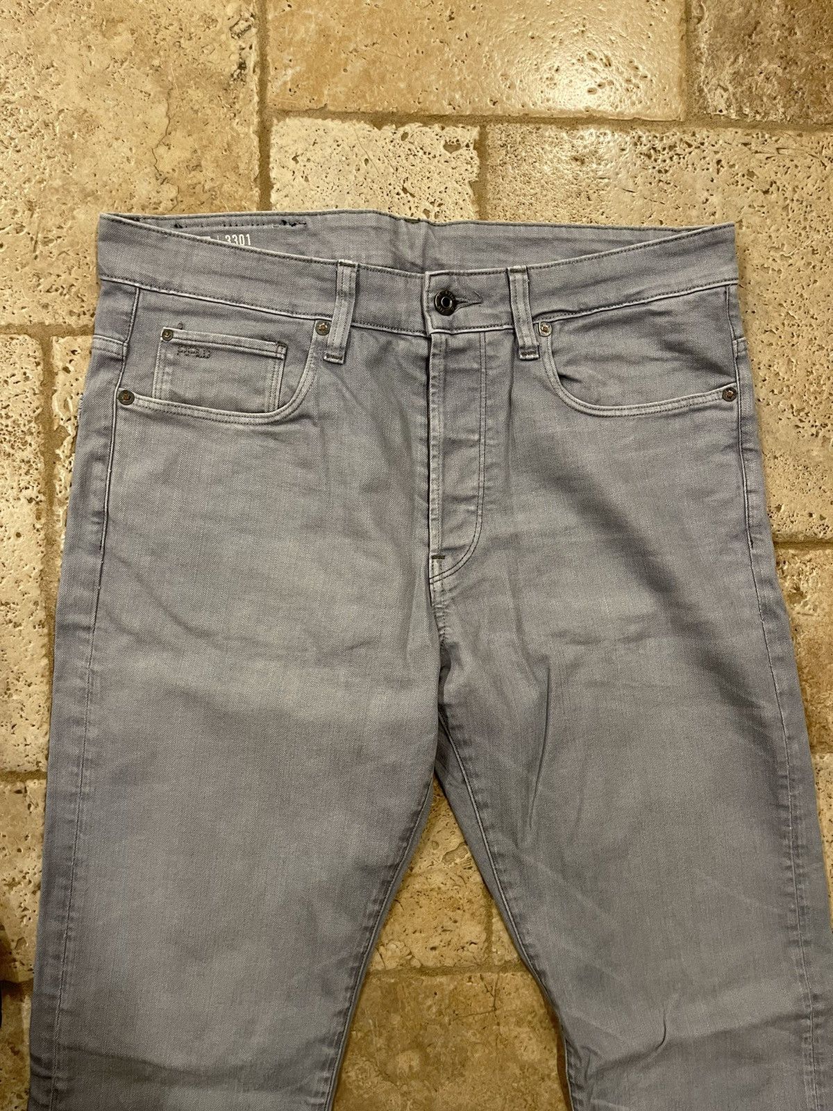 G-Star G-Star Raw 3301 Tapered Grey Denim Jeans Pants Size US 34 / EU 50 - 4 Thumbnail