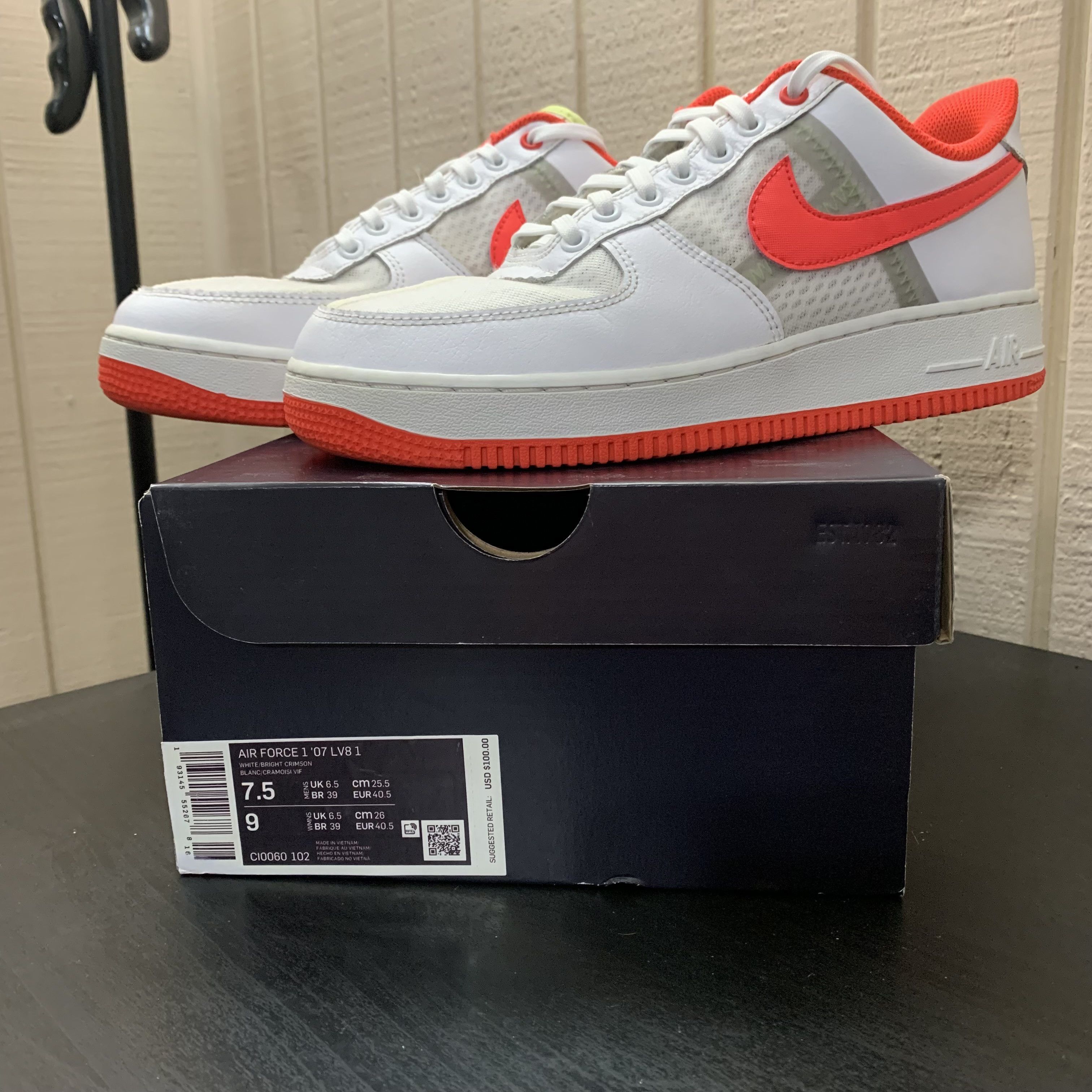 Nike Airforce 1 ‘07 LV8 Transparent White Crimson Nike Air Force 1 Low  main image 4