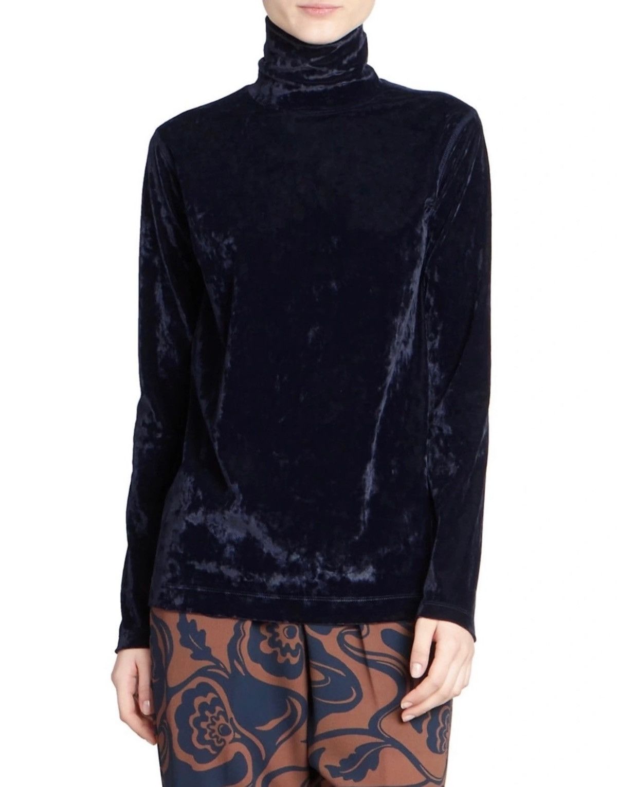 Dries Van Noten WMNS Velvet Turtleneck Top Navy Size US XS / EU 42 / 0 - 2 Thumbnail