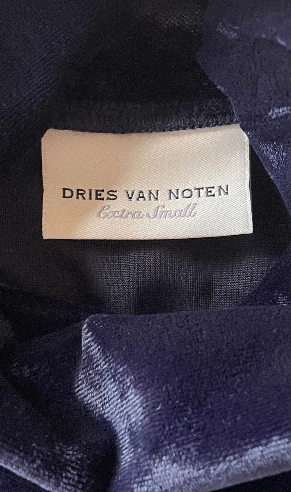 Dries Van Noten WMNS Velvet Turtleneck Top Navy Size US XS / EU 42 / 0 - 6 Thumbnail