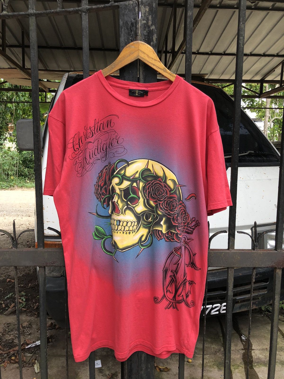 Christian Audigier × Ed Hardy Made in USA Christian Audigier Skull n Roses Tee Size US XL / EU 56 / 4 - 1 Thumbnail