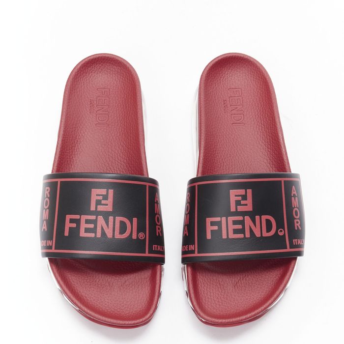 Red cheap fendi slides