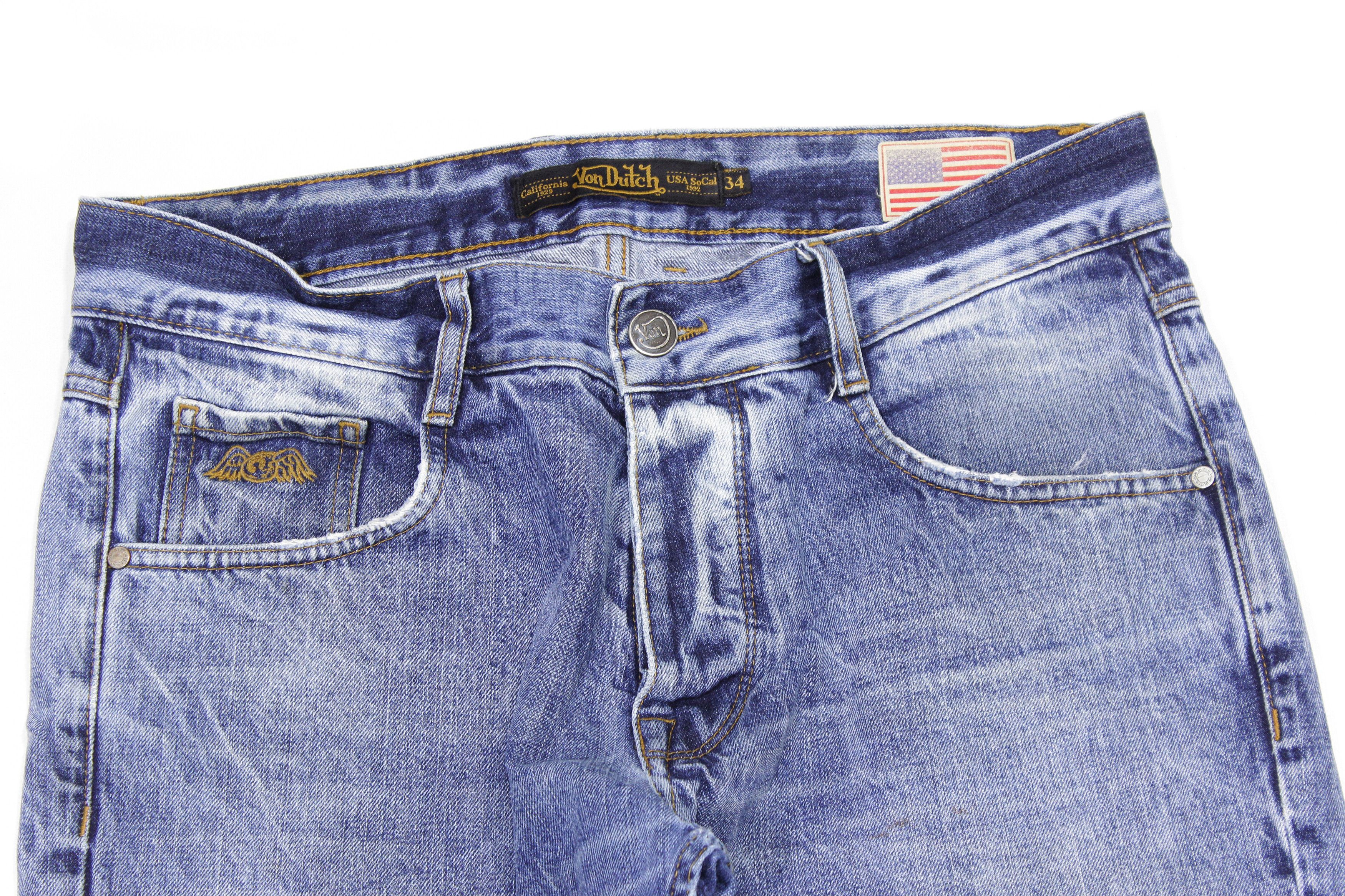 Von Dutch 90S Distressed Stone Washed Denim Vintage Size US 34 / EU 50 - 3 Thumbnail