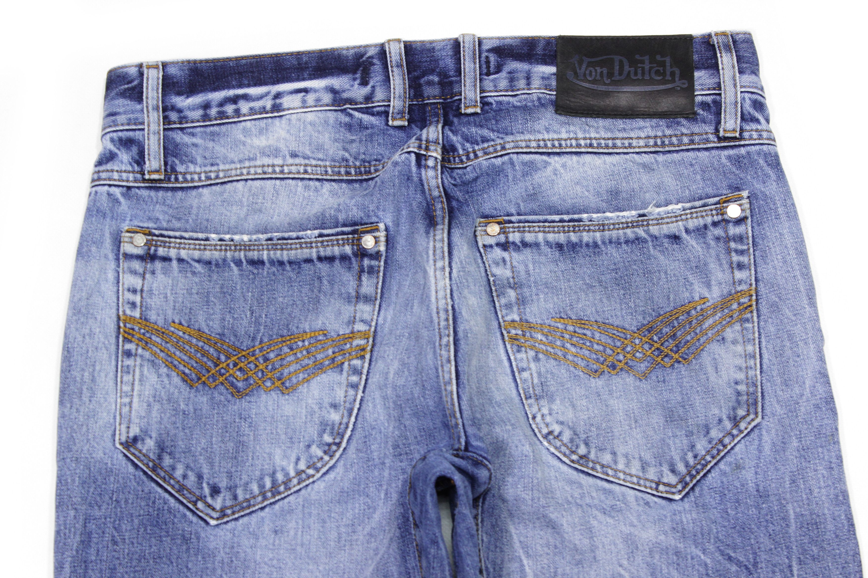 Von Dutch 90S Distressed Stone Washed Denim Vintage Size US 34 / EU 50 - 4 Thumbnail
