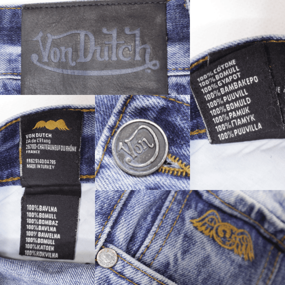 Von Dutch 90S Distressed Stone Washed Denim Vintage Size US 34 / EU 50 - 9 Thumbnail