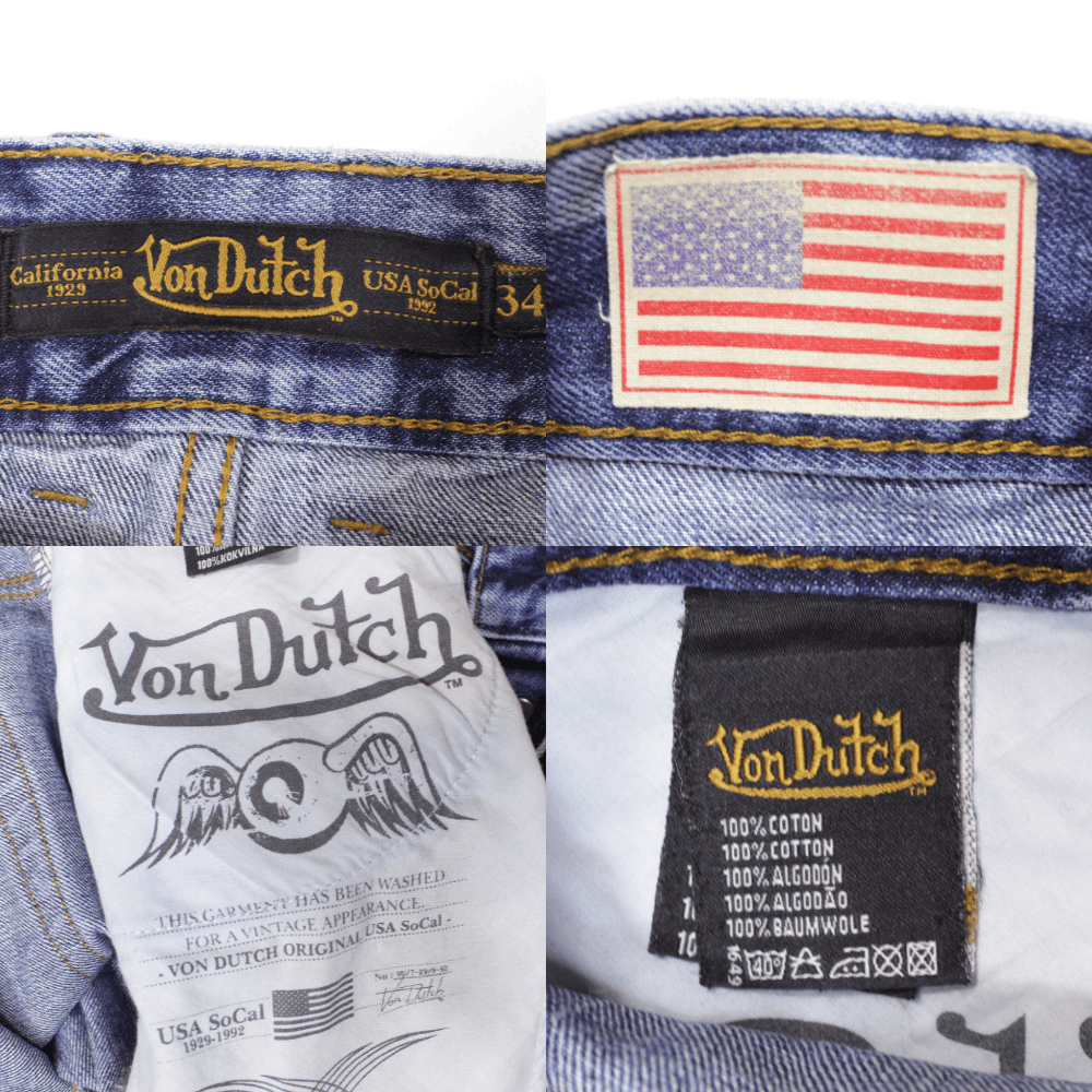 Von Dutch 90S Distressed Stone Washed Denim Vintage Size US 34 / EU 50 - 8 Thumbnail